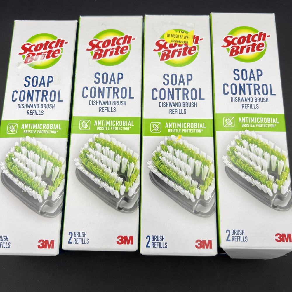 (4) Scotch-Brite Soap Control Antimicrobial Dishwand Brush Wand Refills - 2 Pack